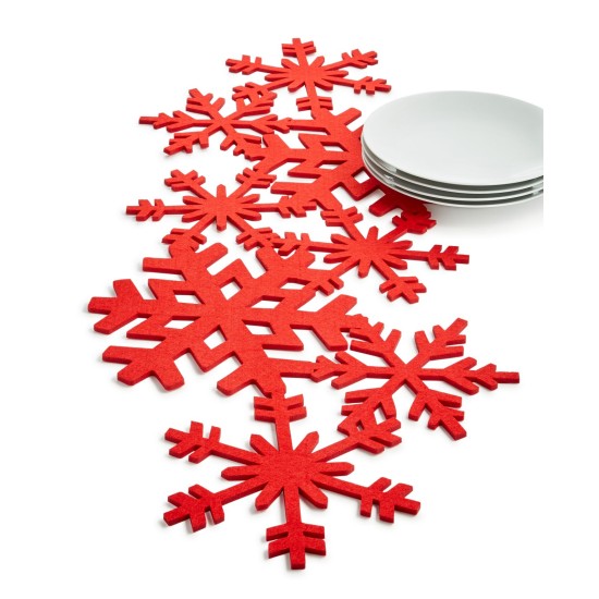  Holiday Snowflake Table Runner, Red