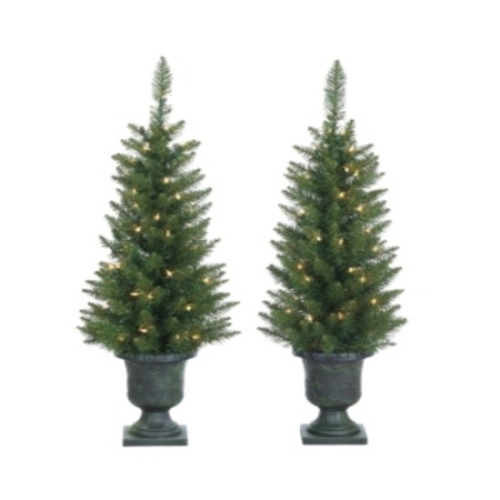 The Gerson Companies 3.5′ Outdoor Potted Cedar Pine Clear Light Tree – Set of 2