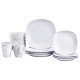  Ceramic Dinnerware Sets, Square-White, 16 Piece