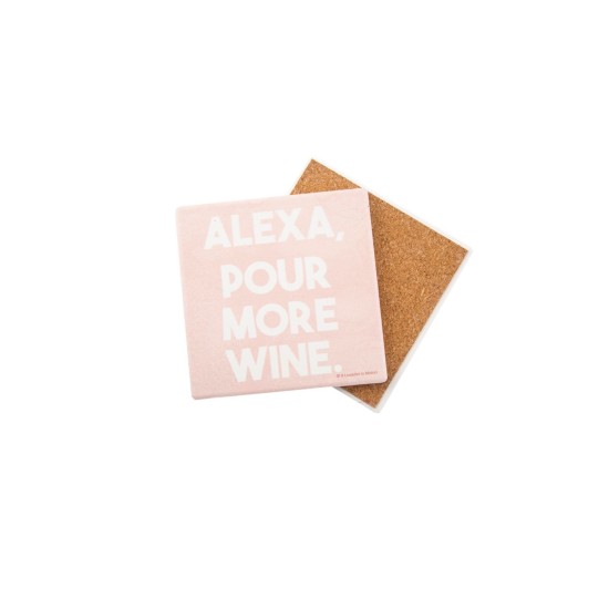  Alexa Pour More Wine Coaster Single, Pastel Pink