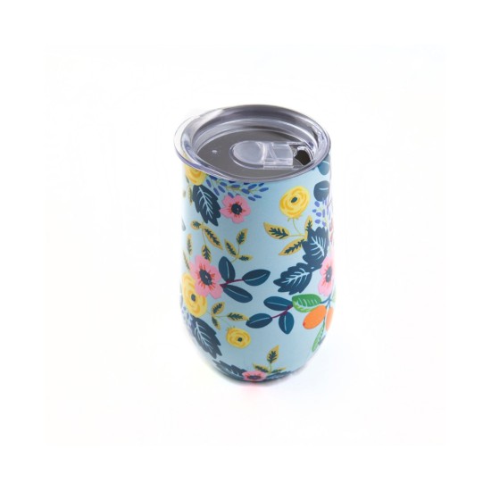  by Cambridge 16 oz Blue Floral Insulated Straw Tumbler