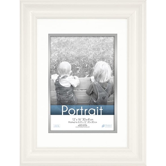 Timeless Frames Lauren Portrait Wall Photo Frame, 8 by 10-Inch, Pure White