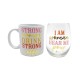  Strong Women/Hear Me Pour Mug & Stemless Wine Glass Gift Set, Rose