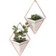  Trigg Hanging Planter Vase & Geometric Wall Decor Container – Great For Succulent Plants, Air Plant, Mini Cactus, Faux Plants and More, Concrete Resin/Copper (Set of 2)