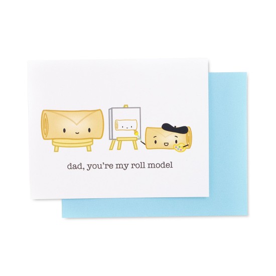  Dad Roll Model Greeting Card,White