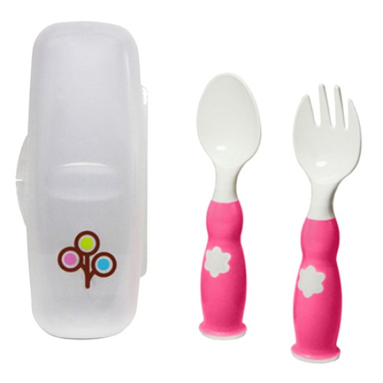 ZoLi Ergonomic Fork and Spoon Set, Pink