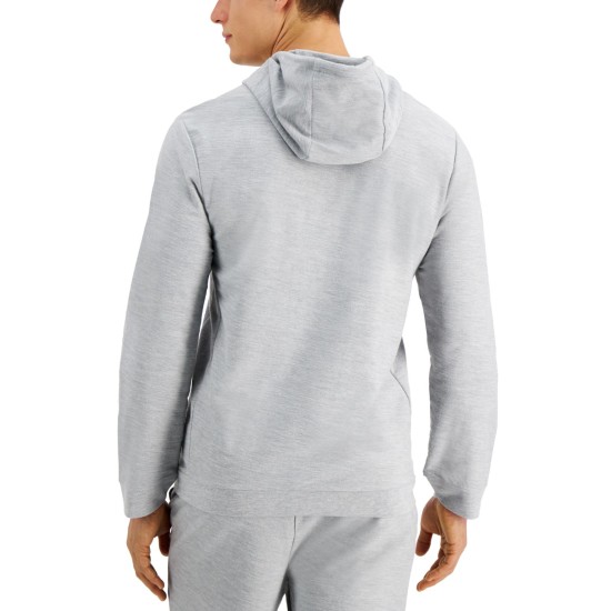  Mens Moisture-Wicking Pajama Hoodies, Light Gray, Small