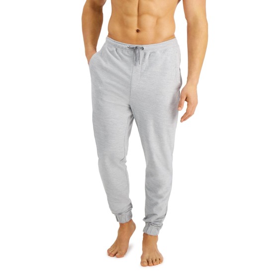  Mens Moisture-Wicking Pajama Joggers, Light Gray, Large