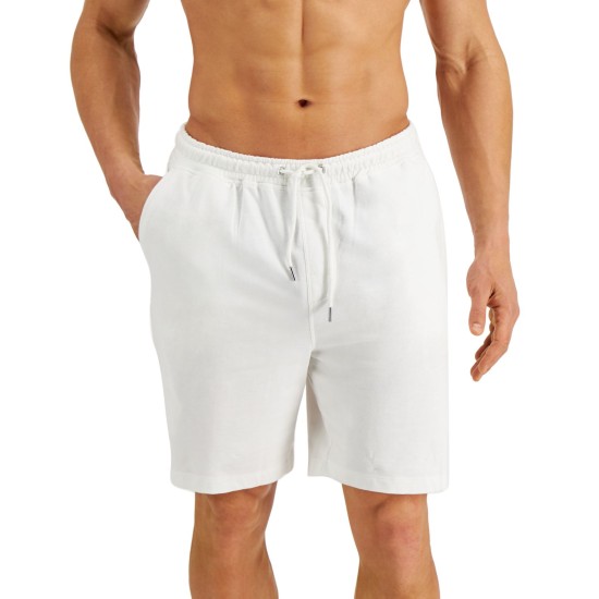  Mens Moisture-Wicking Pajama Shorts, White, Medium