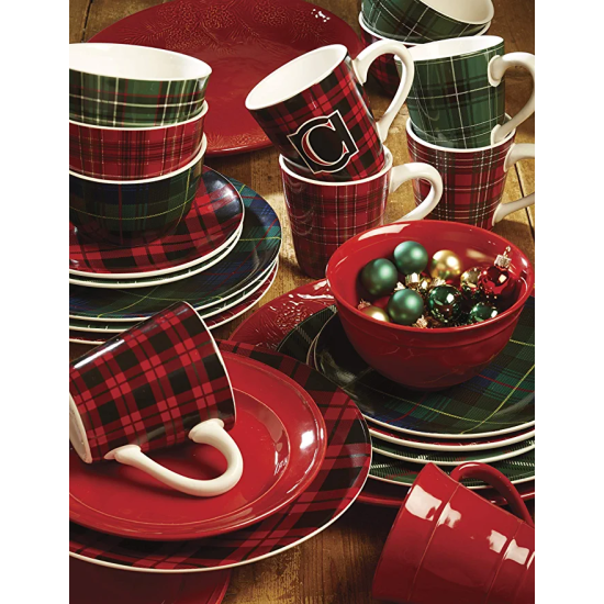  Christmas Plaid 5.5″ Ice Cream Bowl, Set of 6 Assorted Designs, One Size, Multicolored