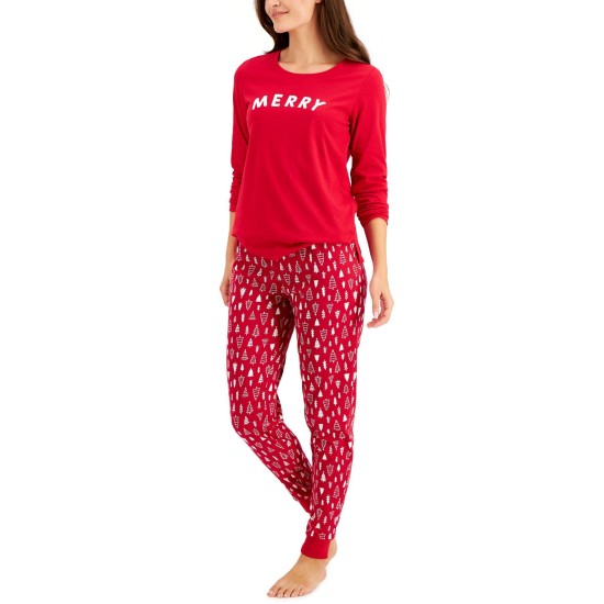  Matching Women's Merry Family Pajama Sets, Red, Medium