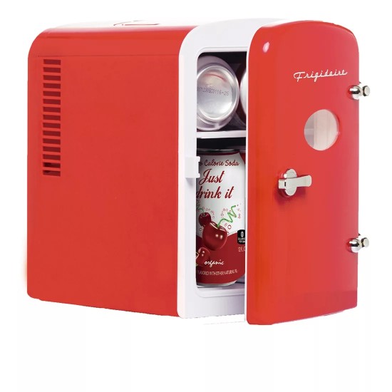  Portable Retro 6 Can Mini Personal Beverage Refrigerator, EFMIS129, Red