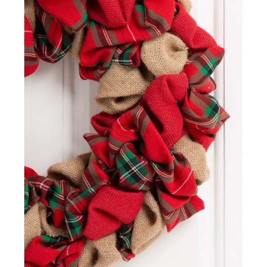  Christmas Multi-Color Fabric Wreath, 17.25″