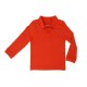  Boys Solid Cargo Polo Peruvian Cotton T-Shirt – Long Sleeve, Polo Neck With 3 Buttons, Auburn, 8