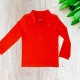  Boys Solid Cargo Polo Peruvian Cotton T-Shirt – Long Sleeve, Polo Neck With 3 Buttons, Auburn, 4