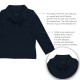  Boys Solid Cargo Polo Peruvian Cotton T-Shirt – Long Sleeve, Polo Neck With 3 Buttons, Navy, 6