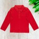  Boys Solid Cargo Polo Peruvian Cotton T-Shirt – Long Sleeve, Polo Neck With 3 Buttons, brick, 5