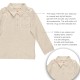  Boys Solid Cargo Polo Peruvian Cotton T-Shirt – Long Sleeve, Polo Neck With 3 Buttons, Oatmeal Heather, 5