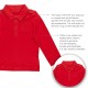  Boys Solid Cargo Polo Peruvian Cotton T-Shirt – Long Sleeve, Polo Neck With 3 Buttons, brick, 6