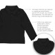  Boys Solid Cargo Polo Peruvian Cotton T-Shirt – Long Sleeve, Polo Neck With 3 Buttons, Black, 4