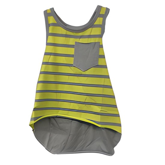  Girls Striped Peruvian Cotton Tank Top – Bow On The Back, Pull On, Pocket, Lime Stripe, 6