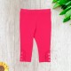  Toddler Baby Girls Frilled Leggings – Peruvian Pima Cotton, Elastic Waist, Pull-On, Solid Colors, Hot Pink, 3