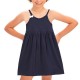  Toddler Baby Girls Strappy Peruvian Cotton Dress – Loose Fit, Long Skirt, Midnight, 5