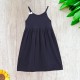  Toddler Baby Girls Strappy Peruvian Cotton Dress – Loose Fit, Long Skirt, Midnight, 3