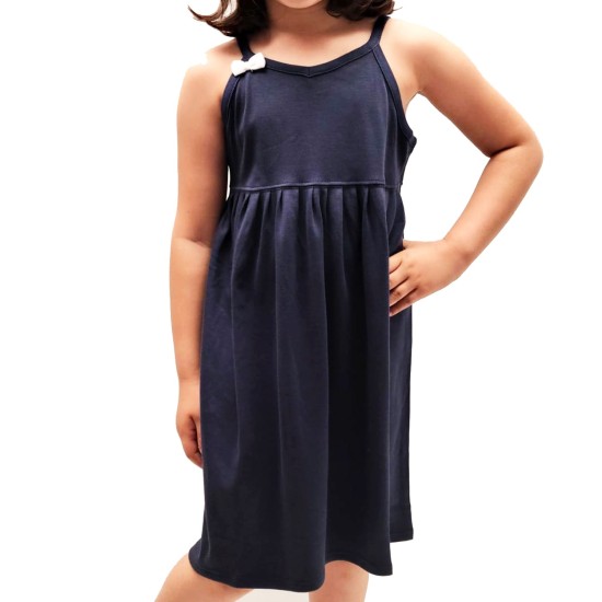  Toddler Baby Girls Strappy Peruvian Cotton Dress – Loose Fit, Long Skirt, Midnight, 5
