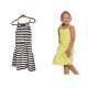  Toddler Baby Girls Striped Peruvian Cotton Dress – Strappy, Long Skirt, Lime Stripe, 3