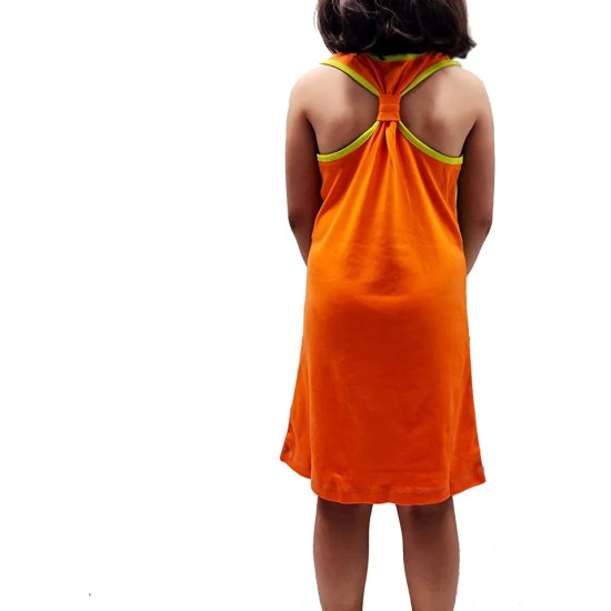  Toddler Girls Solid Colors Peruvian Cotton Tank Dress, Lime/Turquoise/Orange, 3