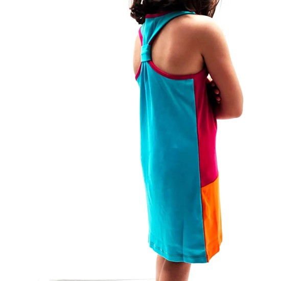  Toddler Girls Solid Colors Peruvian Cotton Tank Dress, Hot Pink/Orange/Turquoise, 3