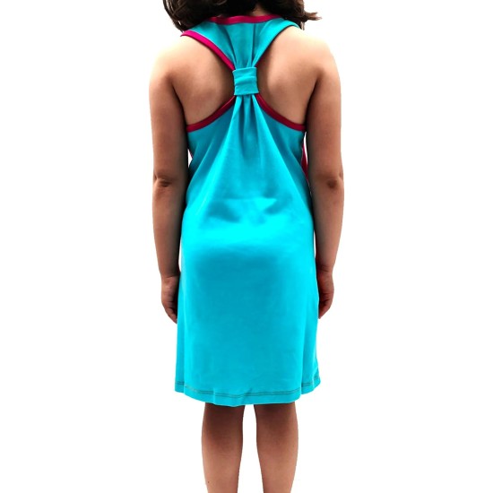  Toddler Girls Solid Colors Peruvian Cotton Tank Dress, Hot Pink/Orange/Turquoise, 2