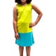  Toddler Girls Solid Colors Peruvian Cotton Tank Dress, Lime/Turquoise/Orange, 4