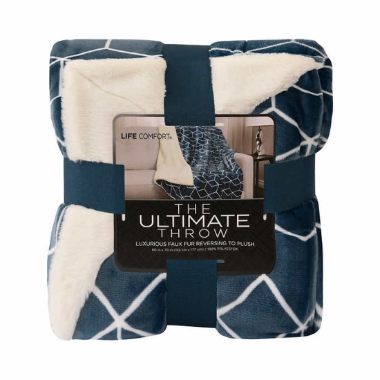  Ultimate Faux Fur Throw Ultra Soft 2-pack, Blue