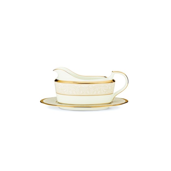  “White Palace” Gravy Boat & Stand, Gold (MISSING STAND/UNDER PLATE) 