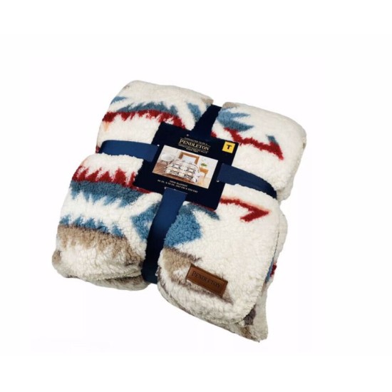  Sherpa Fleece Blanket, Queen, White Sand