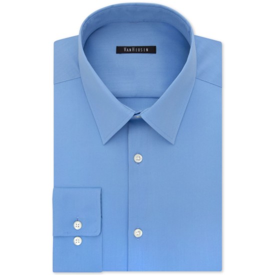  mens Slim Fit Flex Collar Stretch Solid Dress Shirt, (Blue, Frost, 17.5 Neck 34 -35)