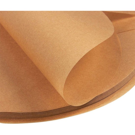100 Sheets Brown Parchment Paper Rounds with Lift Tabs, 8 inch Nonstick Cake Pan Baking Liners