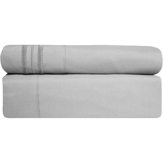 1800 Thread Count Sheet Set – Soft Egyptian Quality Brushed Microfiber Sheets – Luxury Bedding Set with Flat Sheet, Fitted Sheet, 2 Pillow Cases, Silver