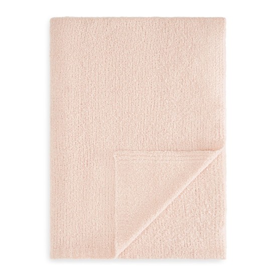  Felice Boucle Acrylic Wool Cashmere Blend Throw Blankets, Pink