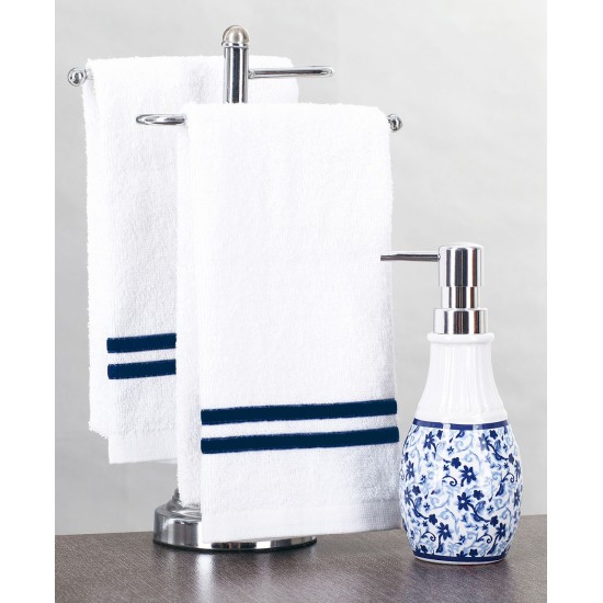 & Co Bathroom 3 PC Set, White/Floral Blue