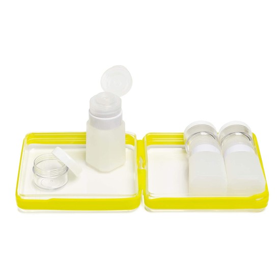  Unisex Transparent And Squeezable Toiletry Containers Travel Kit 6 Piece, Green
