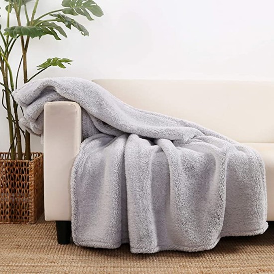  Frosted Faux-Fur 50″ x 60″ Throw Blanket Better Living Frosted Plush Throw, Grey
