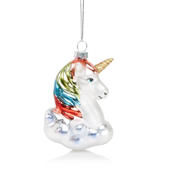 Bloomingdale’s Glass Unicorn Head Ornament, White