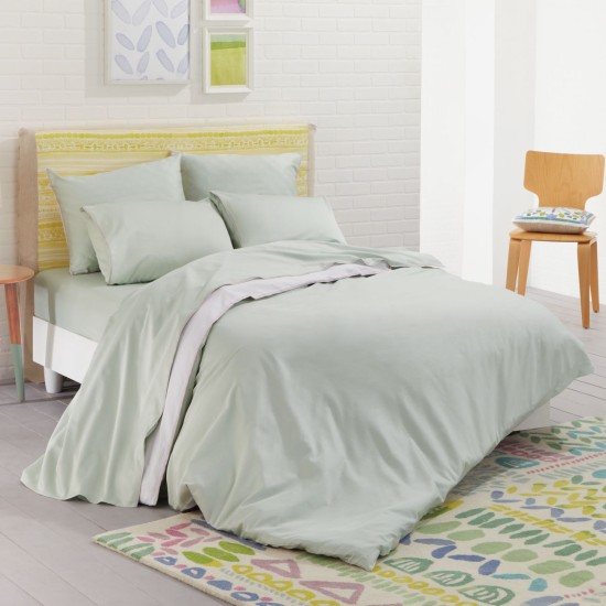  Nessa Solid Reversible Duvet Sets, Green, Twin/Twin Extra Long