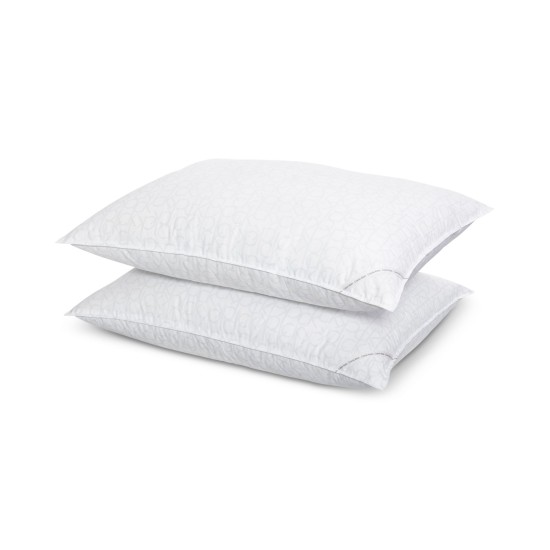  2-Pk. Scattered Logo Wave 230-Thread Count Twin Pillows, White, 20″ x 36″