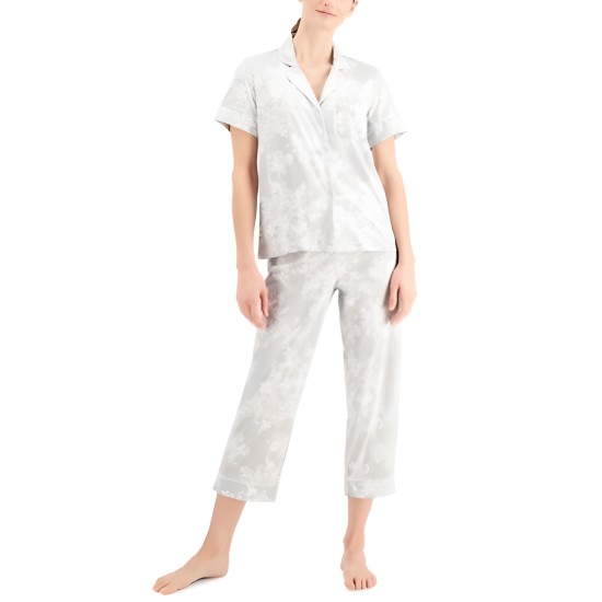 Notch Collar Capri Pants Pajama Set