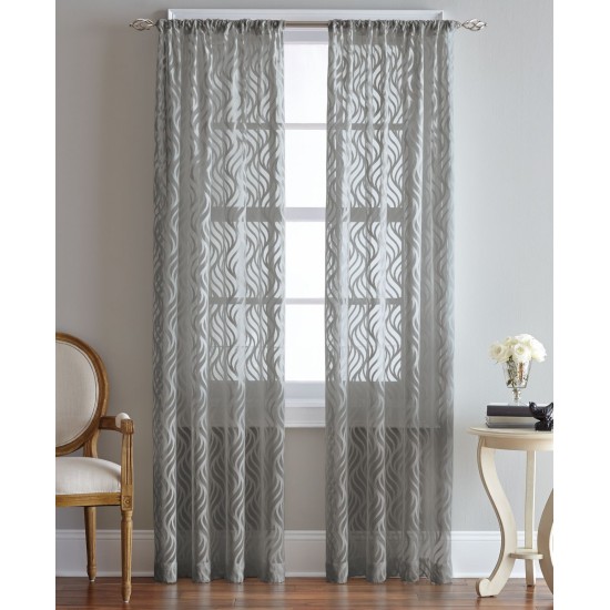  Lyric Sheer Rod Pocket Curtain Panel, 84″L x 50″W, Grey