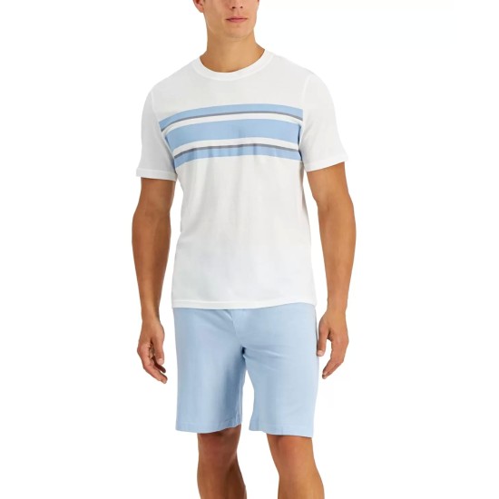  Mens 2-Pc. Stripe Pajama T-Shirt & Shorts Set, Navy, XX-Large
